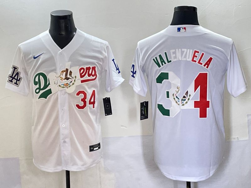 Men 2025 Los Angeles Dodgers #34 Valenzuela White Nike MLB Jersey style 7035